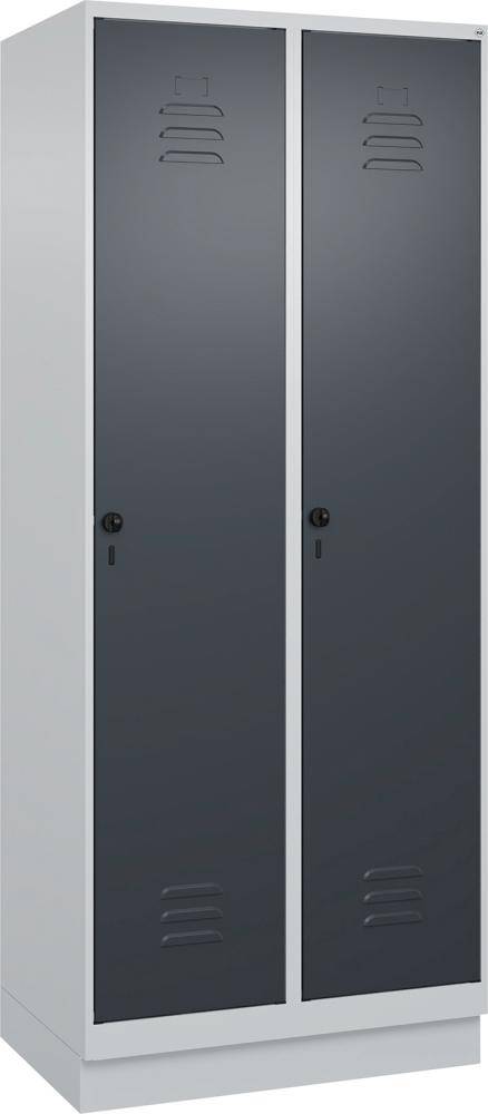 Gard.-Schrank TW CLASSIC B800xT500xH1950 mm RAL 7035/7016, 2 Abteile mit 100 mm hohem Sockel - Artikel: 7830373773