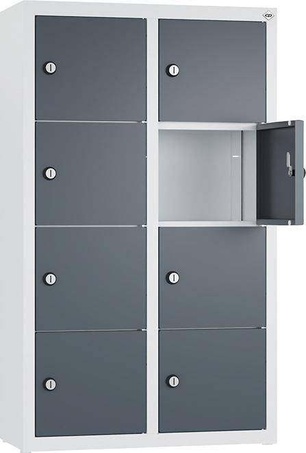 Kleingefachschrank B460xT200xH770 mm RAL7035/7016,wandhangend 2x4 Fächer - Artikel: 7830374170