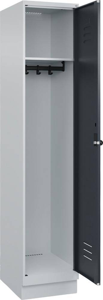 Garderobenschrank CLASSICB400xT500xH1950 mm RAL 7035/7016, 1 Abteil mit 100 mm hohem Sockel - Artikel: 7830372671