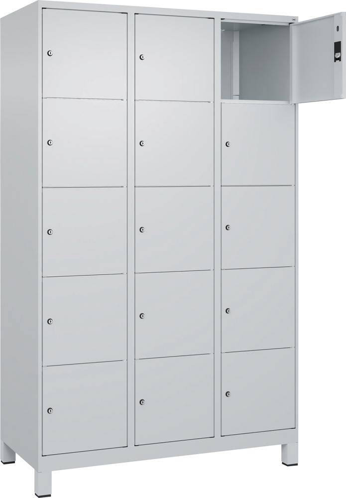 Fächerschrank CLASSIC B1200xT500xH1950 mm RAL 7035/7035, 3x5 Fächermit 100 mm hohen Füßen - Artikel: 7830372985