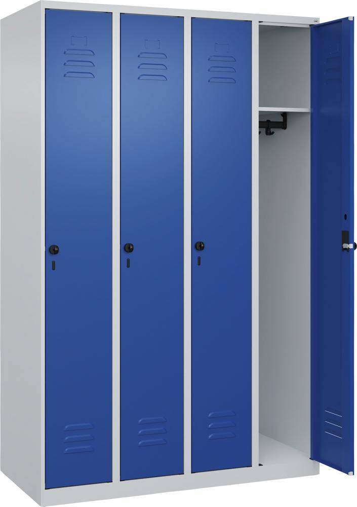 Garderobenschrank CLASSICB1200xT500xH1850 mm RAL 7035/5010, 4 Abteile bodenstehend - Artikel: 7830951034