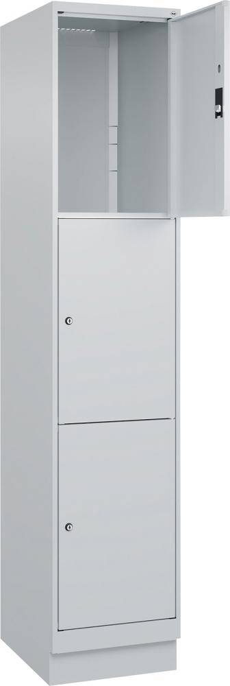 Fächerschrank CLASSIC B400xT500xH1950 mm RAL 7035/7035, 1x3 Fächermit 100 mm hohem Sockel - Artikel: 7830373101