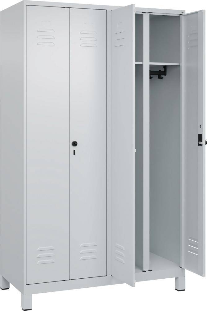 S/W-Gard.-Schrank CLASSICB1200xT500xH1950 mm RAL 7035/7035, 4 Abteile mit 100 mm hohen Füßen - Artikel: 7830373502