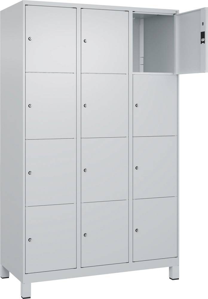Fächerschrank CLASSIC B1200xT500xH1950 mm RAL 7035/7035, 3x4 Fächermit 100 mm hohen Füßen - Artikel: 7830372945