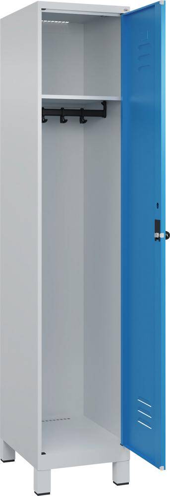 Garderobenschrank CLASSICB400xT500xH1950 mm RAL 7035/5012, 1 Abteil mit 100 mm hohen Füßen - Artikel: 7830372621