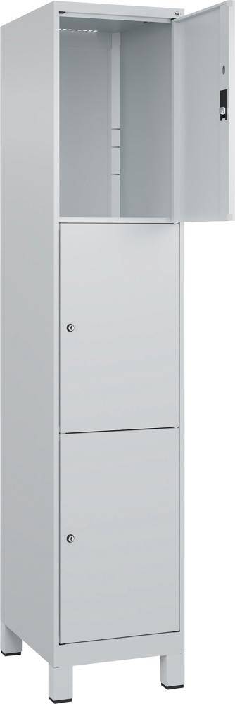Fächerschrank CLASSIC B400xT500xH1950 mm RAL 7035/7035, 1x3 Fächermit 100 mm hohen Füßen - Artikel: 7830372901
