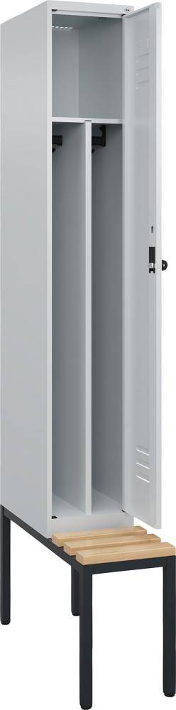 Gard.-Schrank TW CLASSIC B300xT500xH2120 mm RAL 7035/7035, 1 Abteil mit untergeb. Sitzbank - Artikel: 7830373780