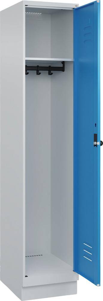 Garderobenschrank CLASSICB400xT500xH1950 mm RAL 7035/5012, 1 Abteil mit 100 mm hohem Sockel - Artikel: 7830372661