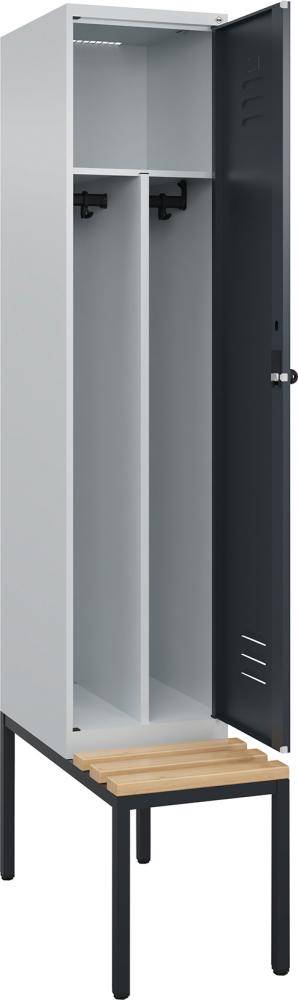 Gard.-Schrank TW CLASSIC B400xT500xH2120 mm RAL 7035/7016, 1 Abteil mit untergeb. Sitzbank - Artikel: 7830373811