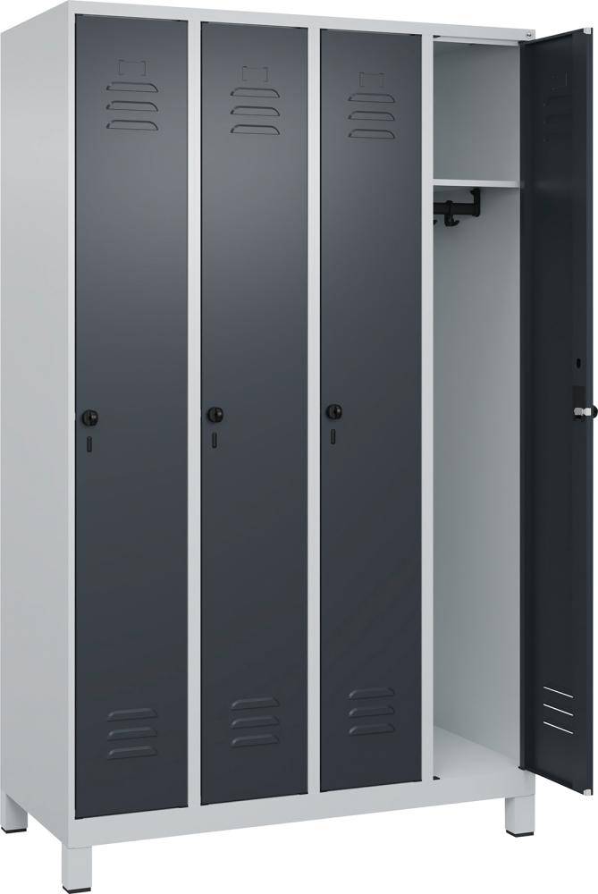 Garderobenschrank m.FüßenB1200xT500xH1950 Korpus RAL 7035 LichtgrauTüren RAL 7016 Anthr.grau - Artikel: 7830372636