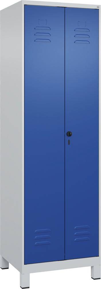 Wäscheschrank CLASSIC B600xT500xH1950 mm RAL 7035/5010, 2 Abteile mit 100 mm hohen Füßen - Artikel: 7830373914
