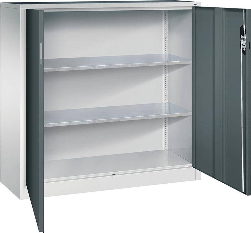 Beistellschrank B1200xT400xH1200 mm RAL 7035/7016,2Fachböden Tragkraft 70kg - Artikel: 7830372422