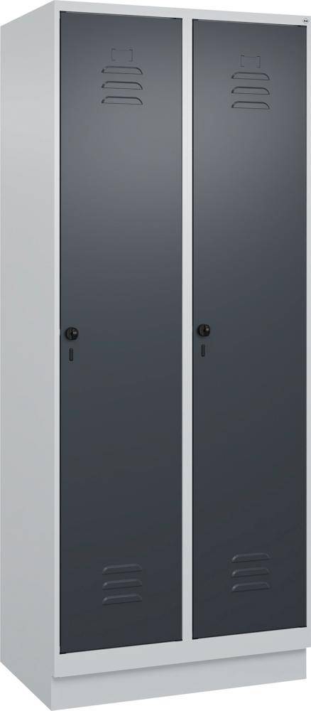 Garderobenschrank CLASSICB800xT500xH1950 mm RAL 7035/7016, 2 Abteile mit 100 mm hohem Sockel - Artikel: 7830372673