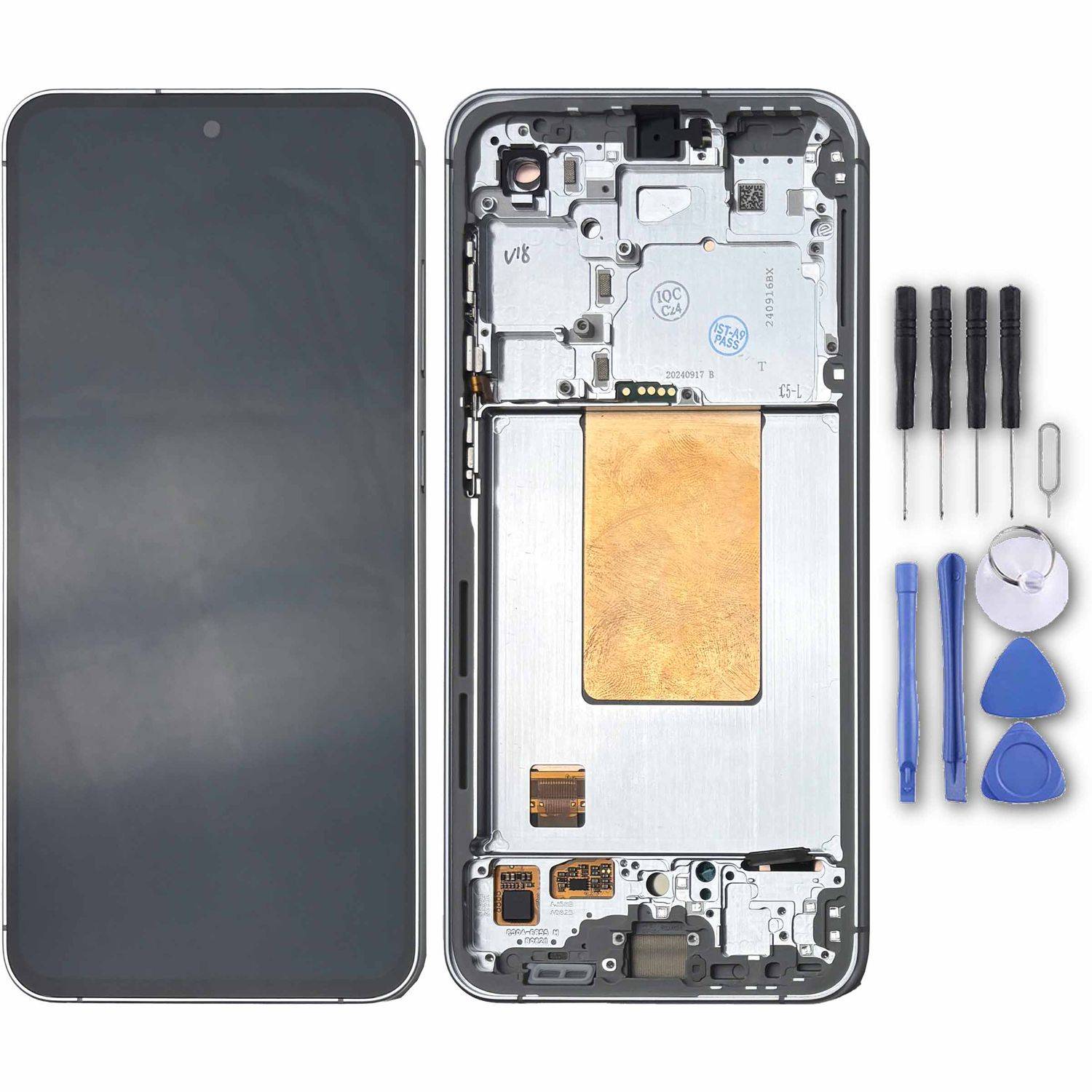 Samsung LCD Display mit Rahmen für Galaxy S24 FE GH82-35848B Ersatzteil Silber