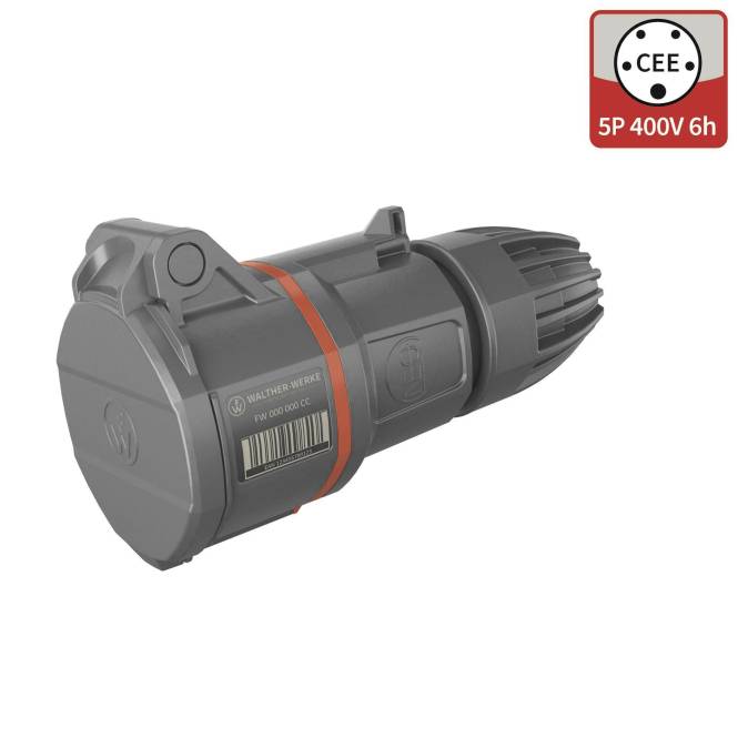 CEE 5P 400V 6h Industriestecker mit robustem Design, geeignet für Hochspannungsverbindungen.
