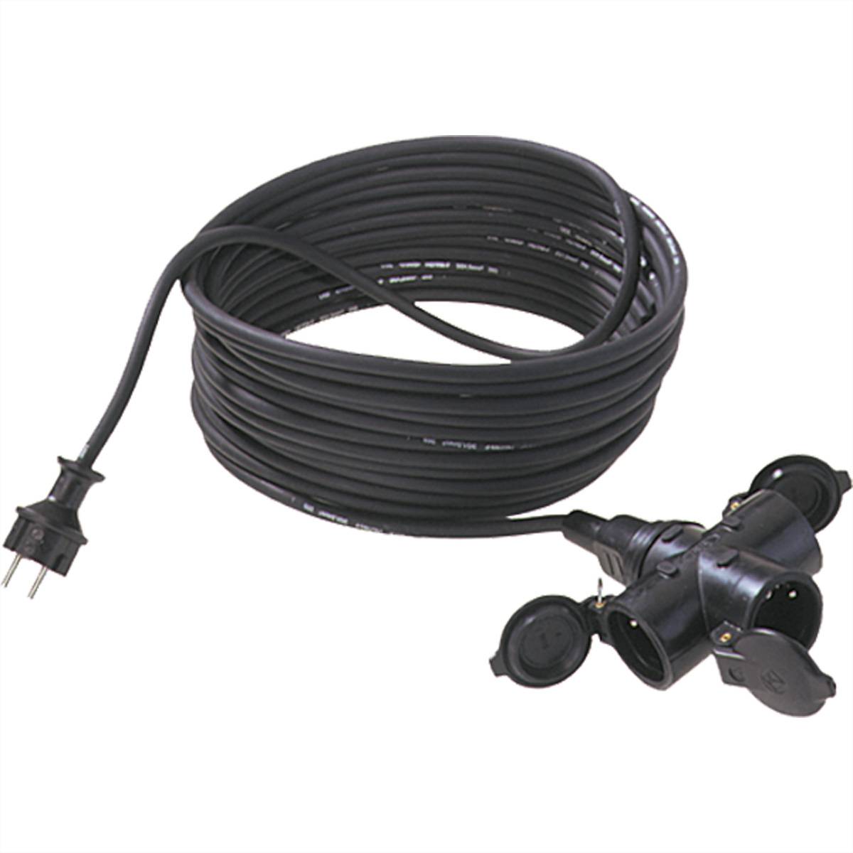 BACHMANN Extension 3G1,5mm², 3x, H07RN-F Gummi/Neopren 3fach, schwarz, 5 m Stromversorgung