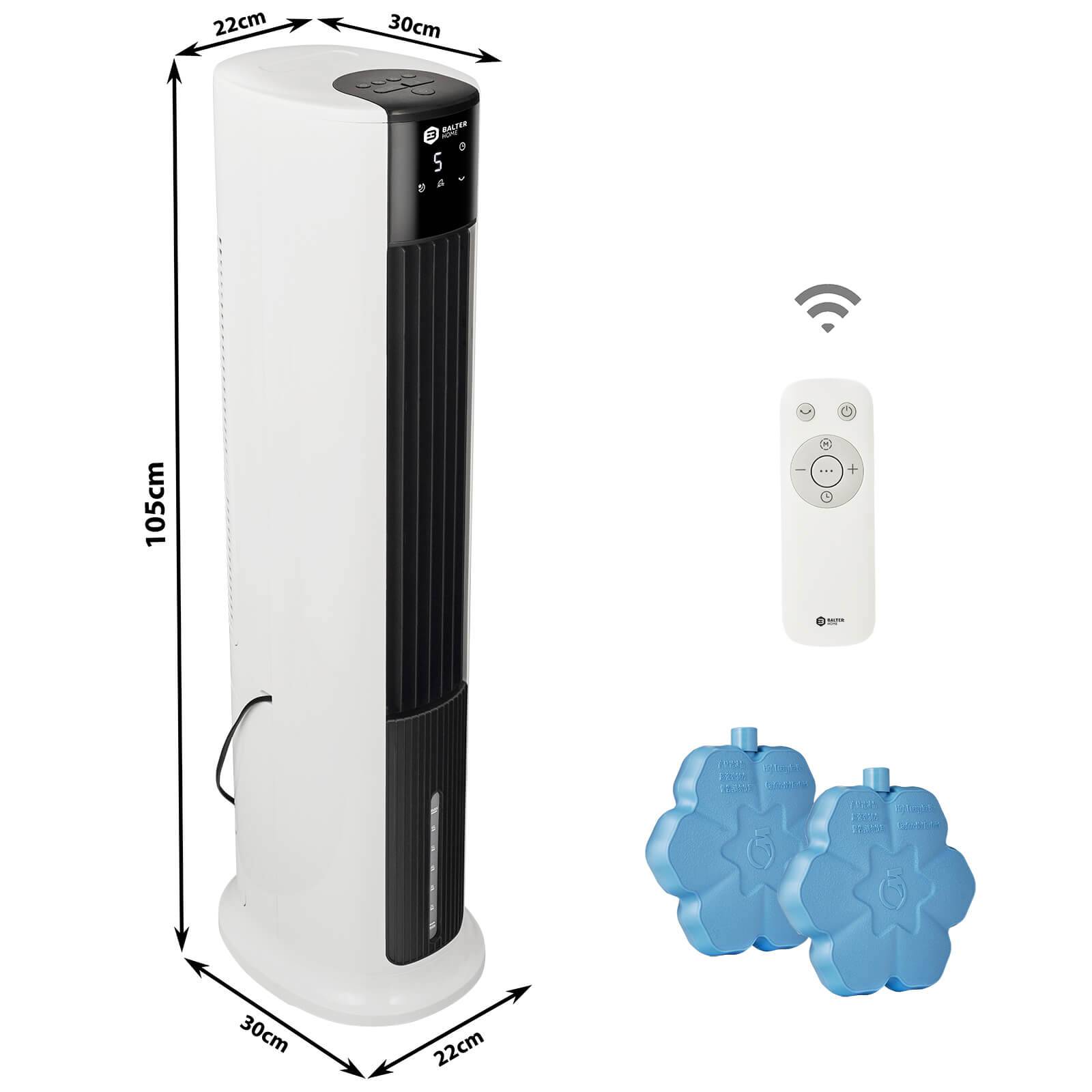 Balter VT-05 4in1 Mobile Klimaanlage, Turmventilator, Ventilator mit Wasserkühlung, Klimagerät, Luftkühler, Luftbefeuchter, Luftreiniger, Fernbedie