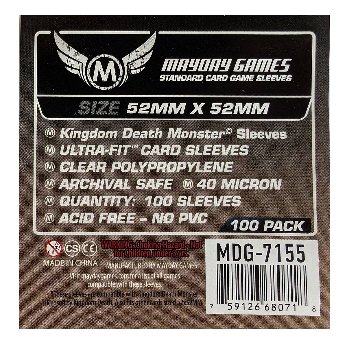 Mayday Standard Card Sleeves Kartenschutzhüllen 52 x 52 MM 100 Stück - 7155