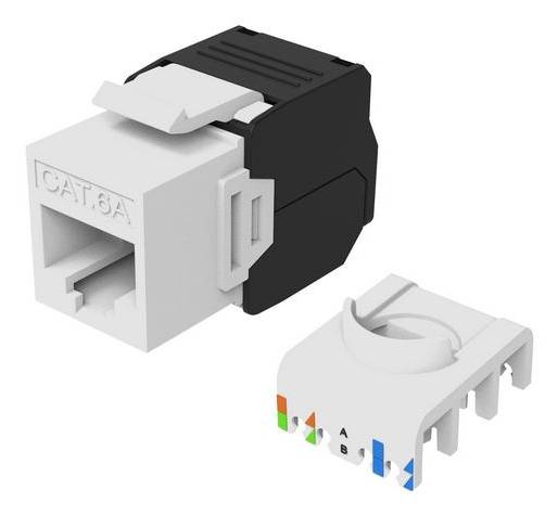 Equip Cat.6A Ungeschirmte Keystone-Buchse Werkzeuglos, 8 Stück/Set, Weiß, Flach, Weiß, RJ-45, LSA, Weiblich, 10GBase-T