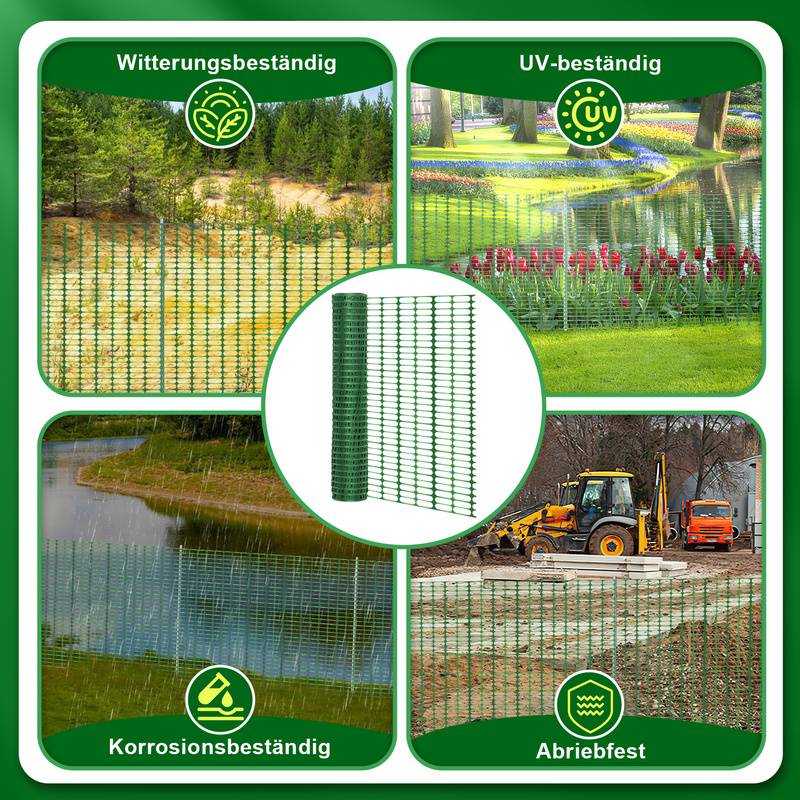 1x30m Absperrzaun Bauzaun Warnnetz Grün,Sicherheitszaun mobiles Netz, Kunststoff Fangzaun, Zaun flexibel Mobiler Zaun Hühnerzaun Geflügelzaun