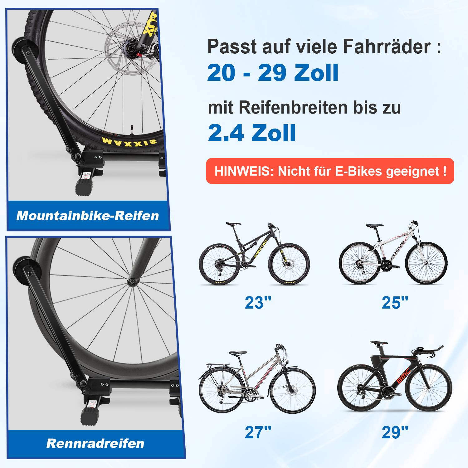 1 x Fahrradständer - für Vorderrad oder Hinterrad, Kohlenstoffstahl, schwarz, zusammenklappbar