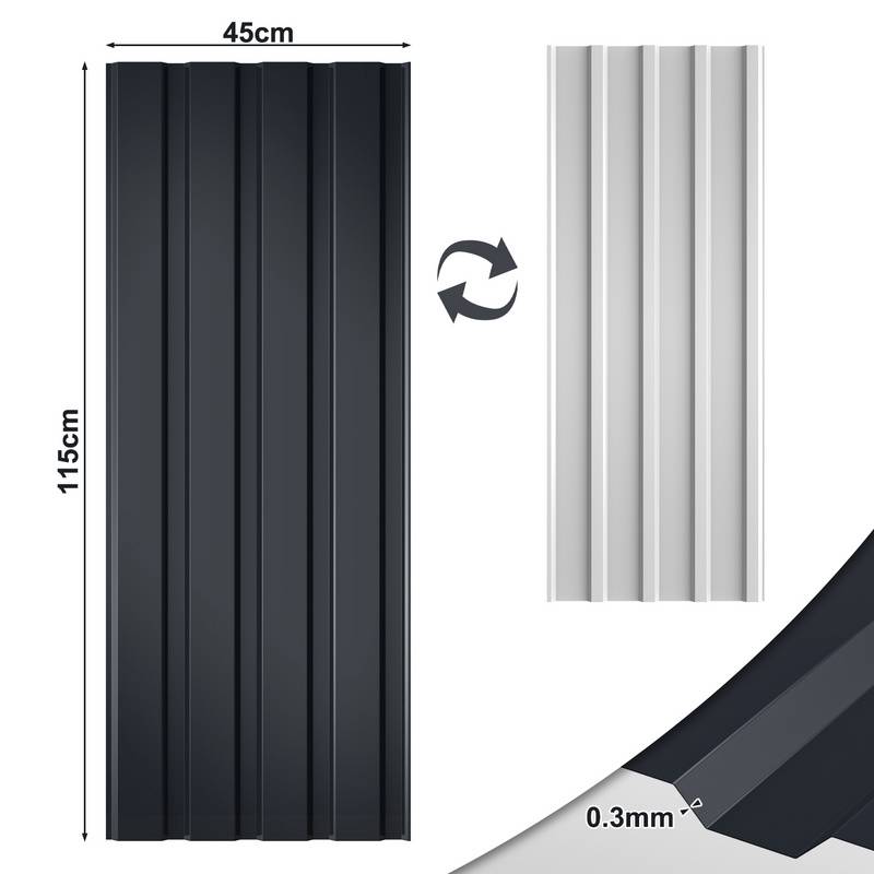 24xTrapezblech 115x45 cm=12 ㎡ Dachblech für Gerätehaus Carport Anthrazit Profilblech Dachblech Wellblech Dachplatten Wandblech Grau