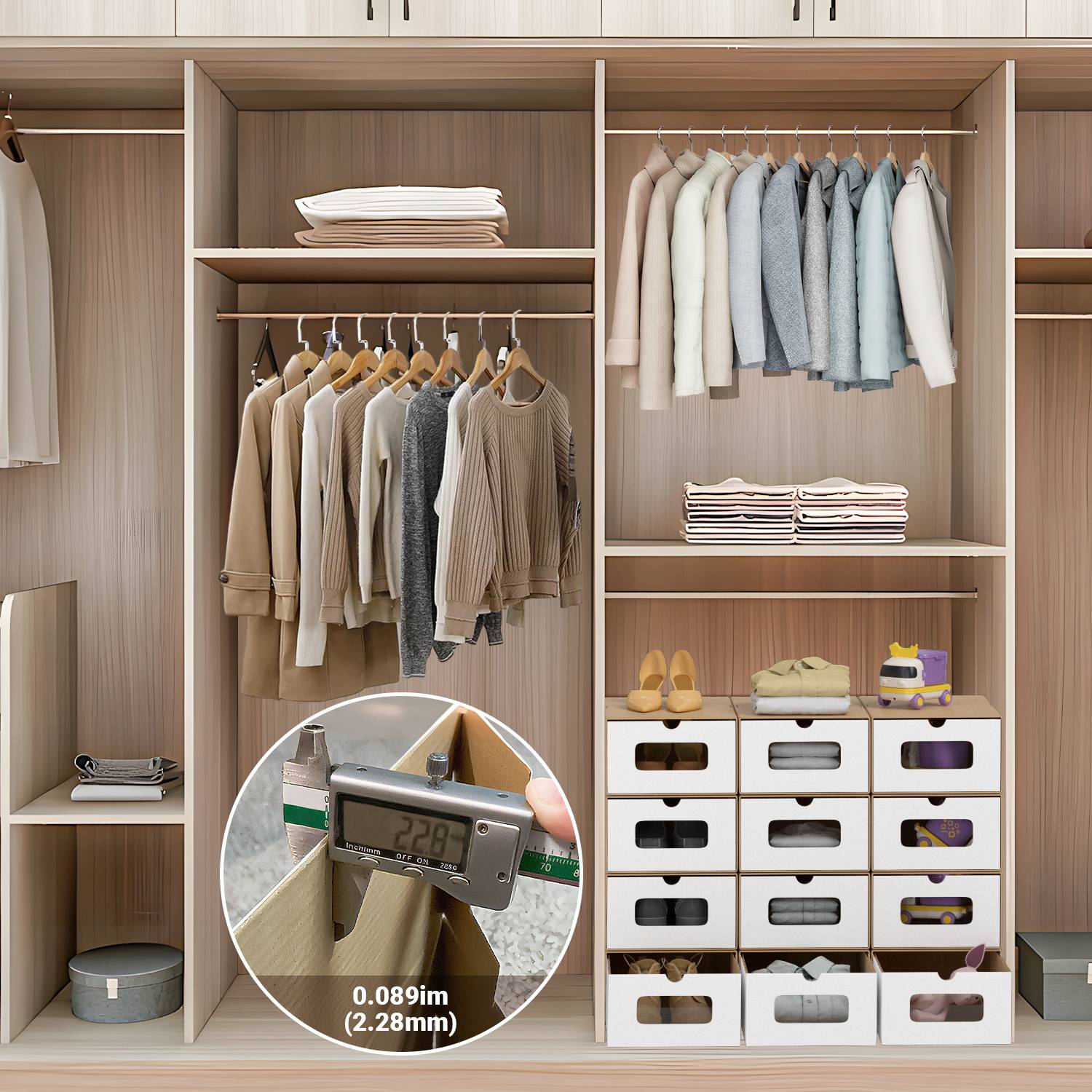 10x Schuhboxen mit Sichtfenster Schuhaufbewahrung Aufbewahrungsbox Stapelbar Storage Box Schuhbox Schuhkarton Schuhschachtel Allzweckbox Braun/Weiß