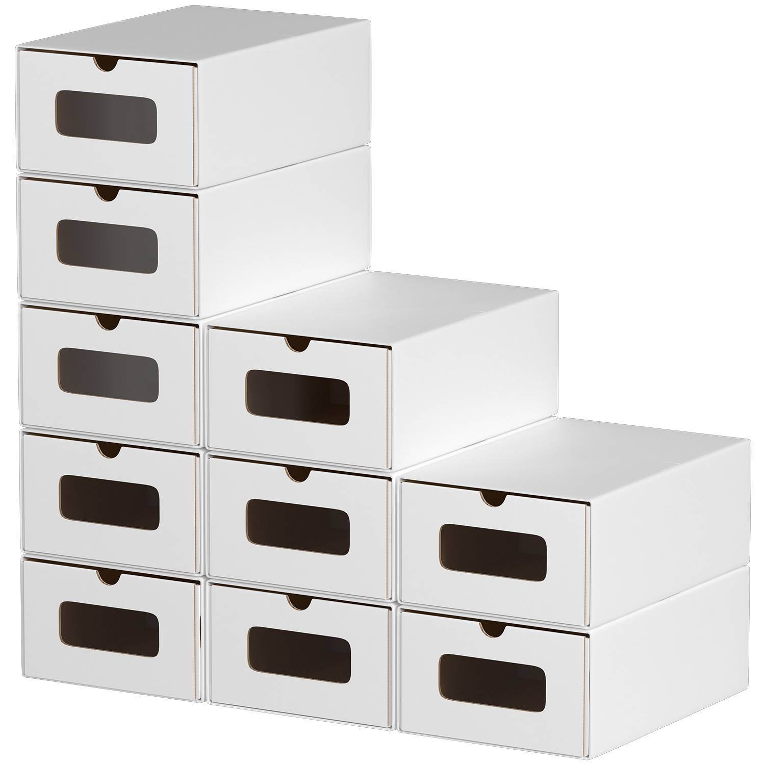 10x Schuhboxen mit Sichtfenster Schuhaufbewahrung Aufbewahrungsbox Stapelbar Storage Box Schuhbox Schuhkarton Schuhschachtel Allzweckbox Weiß