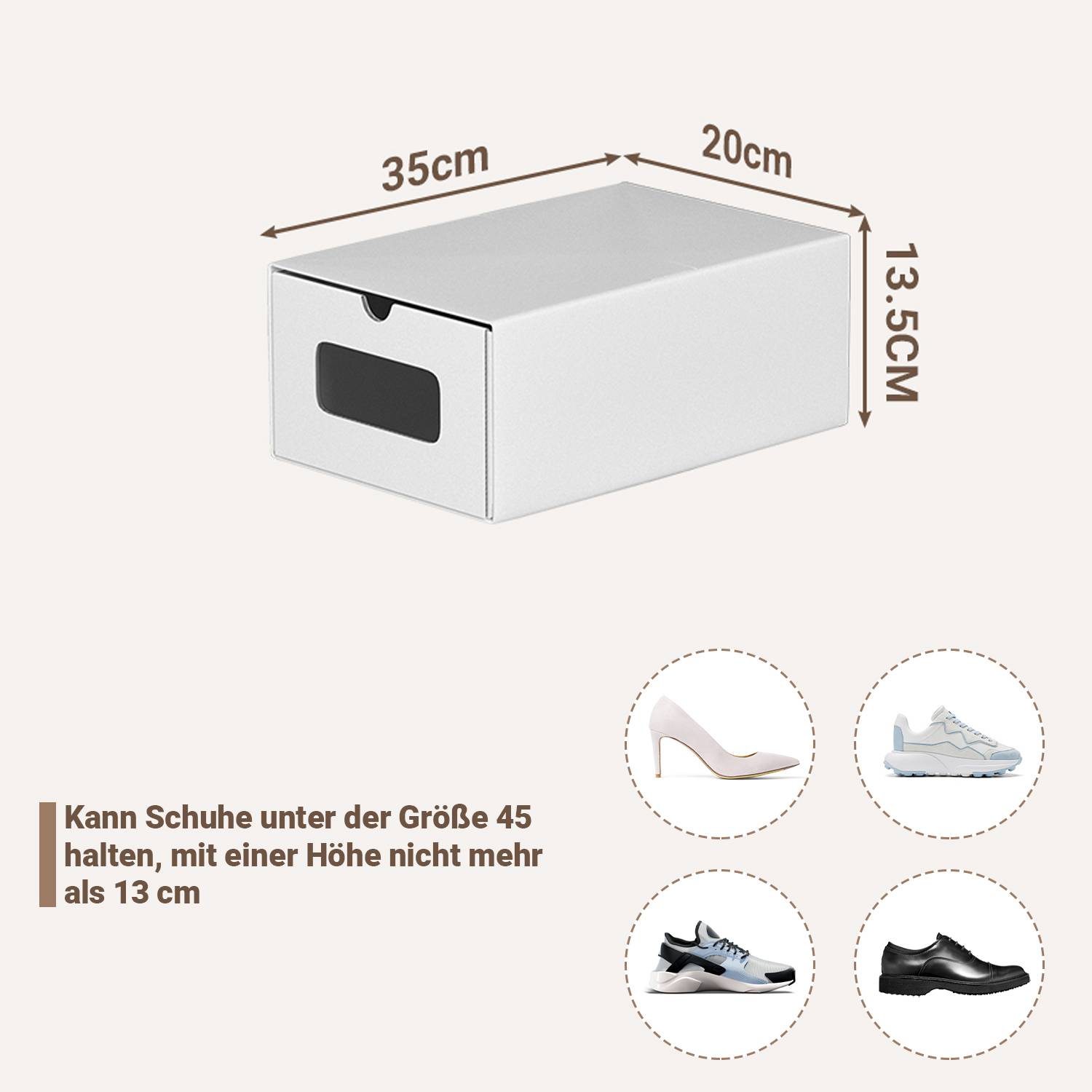 10x Schuhboxen mit Sichtfenster Schuhaufbewahrung Aufbewahrungsbox Stapelbar Storage Box Schuhbox Schuhkarton Schuhschachtel Allzweckbox Weiß