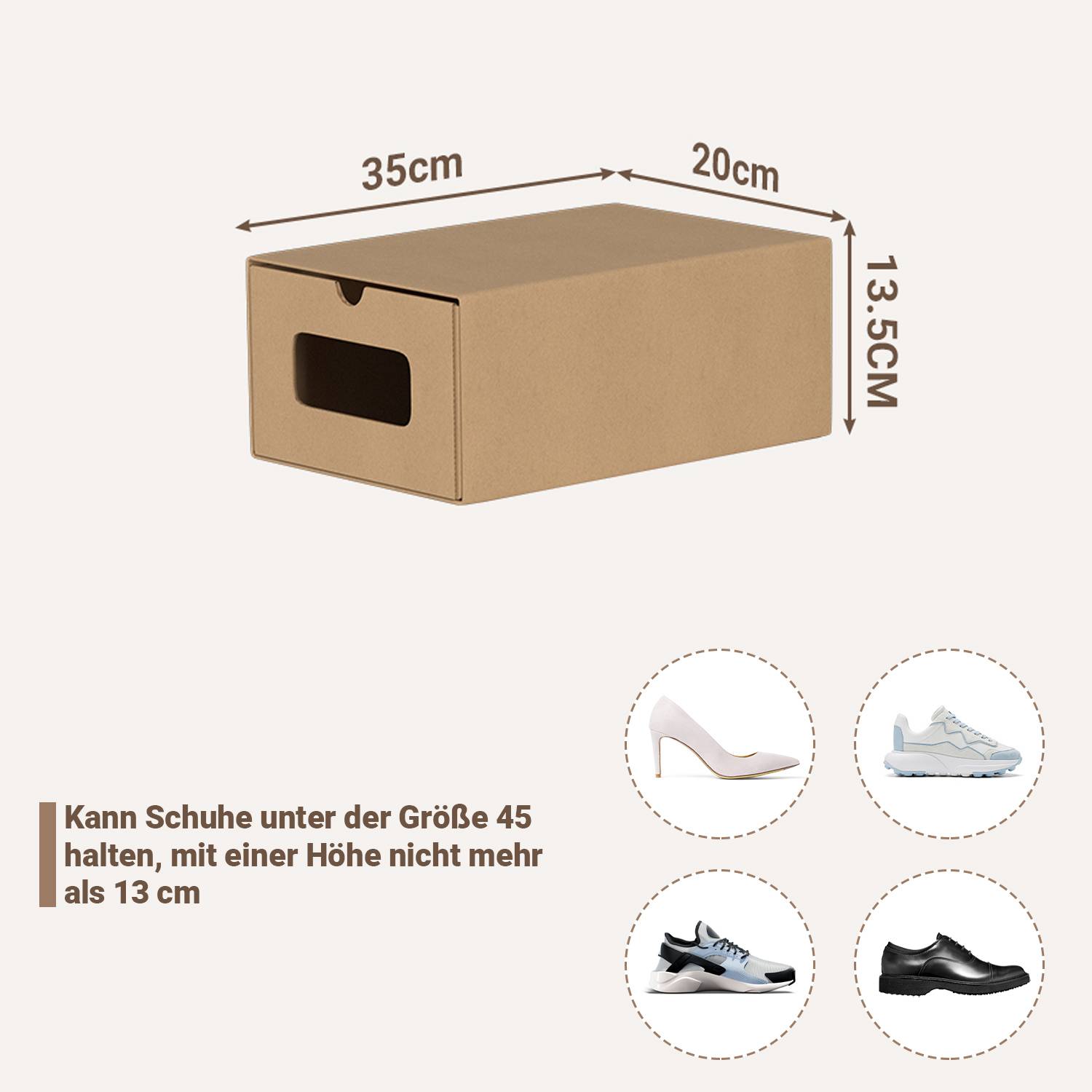 10x Schuhboxen mit Sichtfenster Schuhaufbewahrung Aufbewahrungsbox Stapelbar Storage Box Schuhbox Schuhkarton Schuhschachtel Allzweckbox Braun