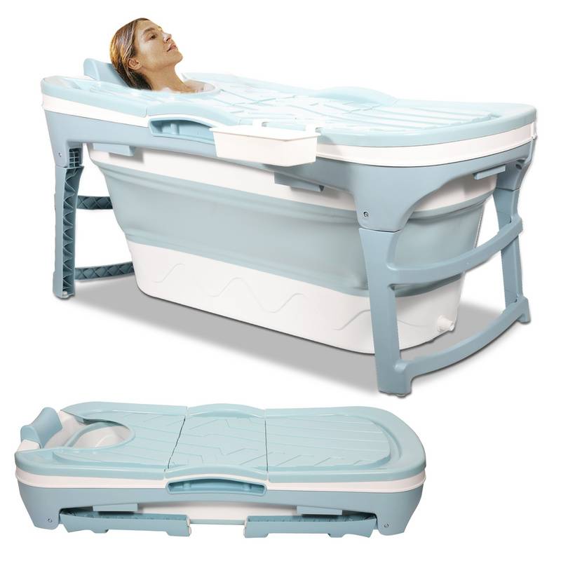 Faltbare Badewanne 118cm Mobile Badewann Erwachsene Klappbadewanne Kleinkinder kleines Badezimmer Blau