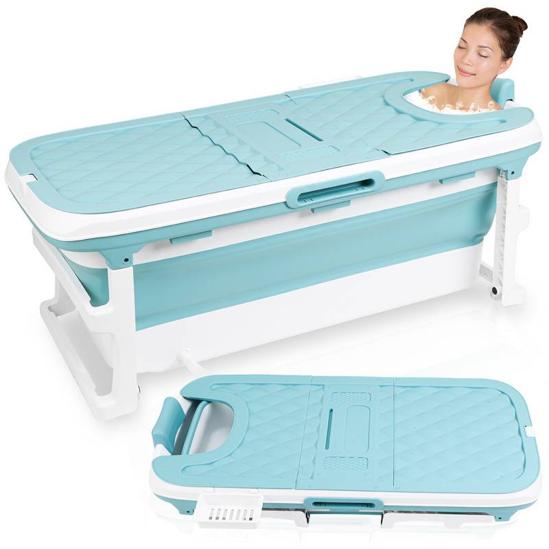 Faltbare Badewanne 132cm Mobile Badewann Erwachsene Klappbadewanne Kleinkinder kleines Badezimmer Blau