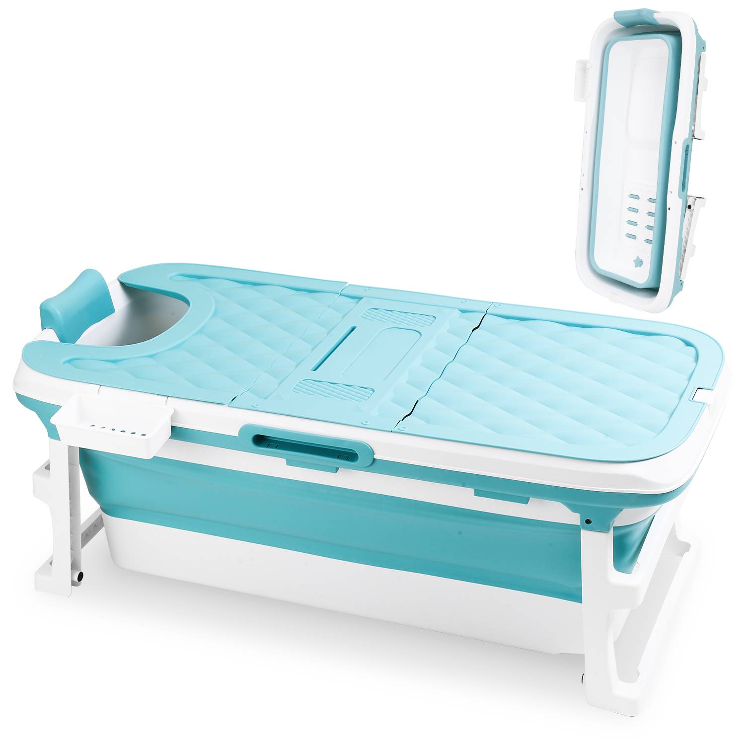 Faltbare Badewanne 149cm Mobile Badewann Erwachsene Klappbadewanne Kleinkinder kleines Badezimmer Blau