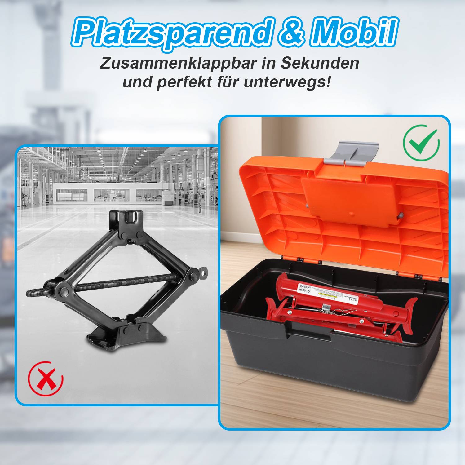 2T Unterstellböcke klappbar verstellbar Auto Unterstellböcke 2x 2000kg RED