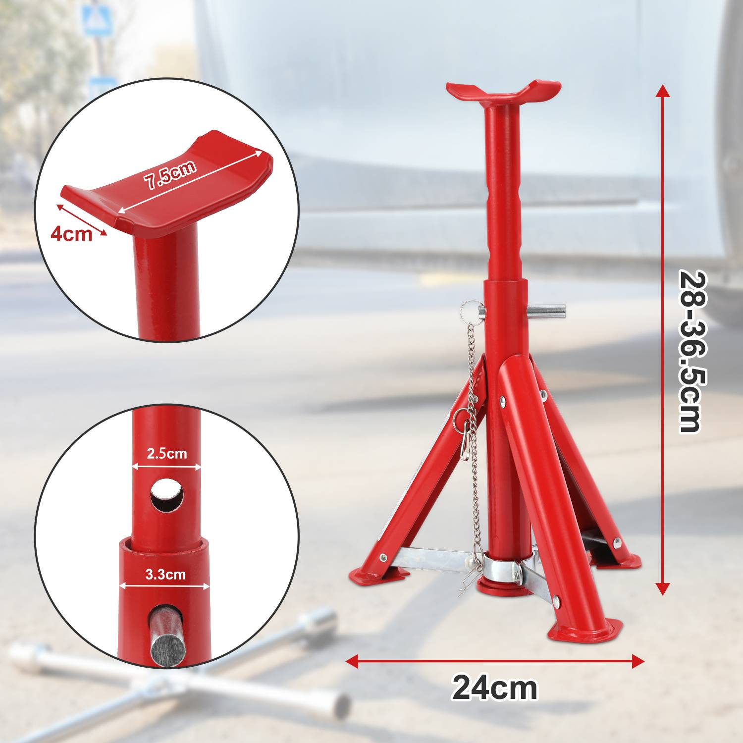 2T Unterstellböcke klappbar verstellbar Auto Unterstellböcke 2x 2000kg RED