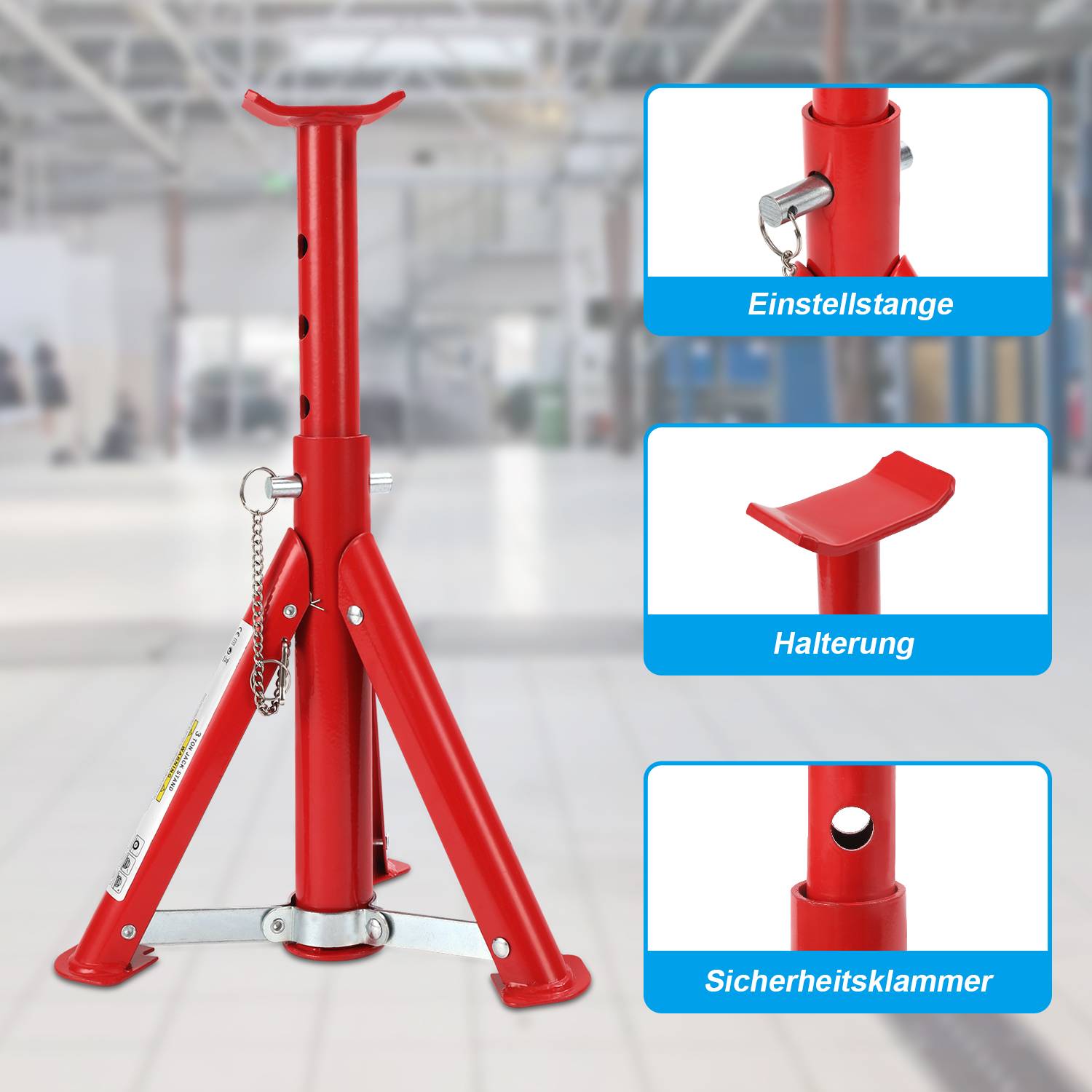 2T Unterstellböcke klappbar verstellbar Auto Unterstellböcke 2x 2000kg RED