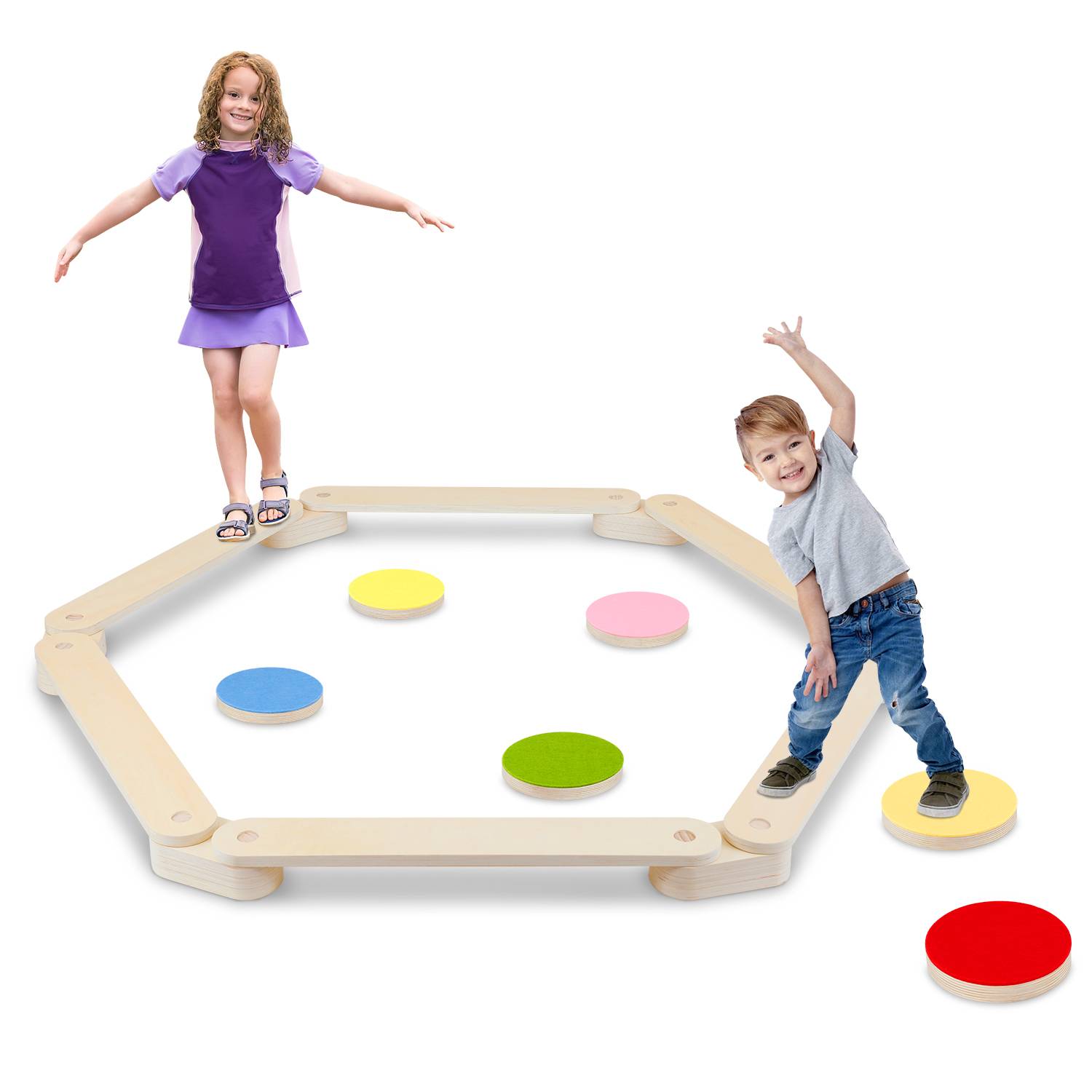 18er - Set Balancierbalken fur kinder Balance Board mit 6 Balanciersteine, frei kombinierbar Spielzeug für Kinder Schwebebalken