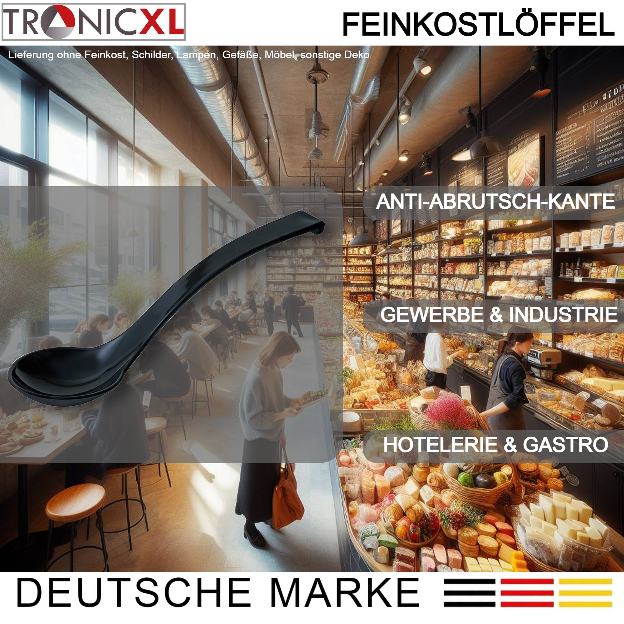 12 Stück SAN Feinkostlöffel spülmaschinenfest Löffel Feinkost Kunststofflöffel Salatlöffel langlebig Küche Buffet Gastro
