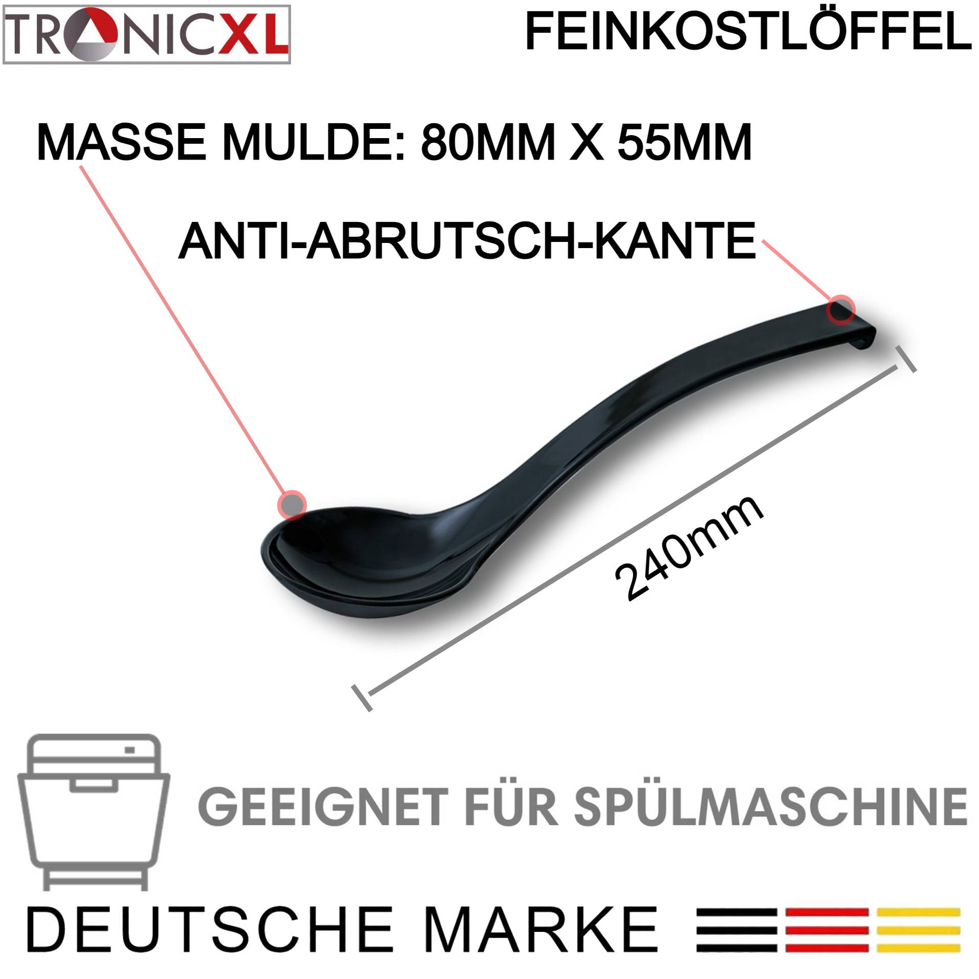 12 Stück SAN Feinkostlöffel spülmaschinenfest Löffel Feinkost Kunststofflöffel Salatlöffel langlebig Küche Buffet Gastro