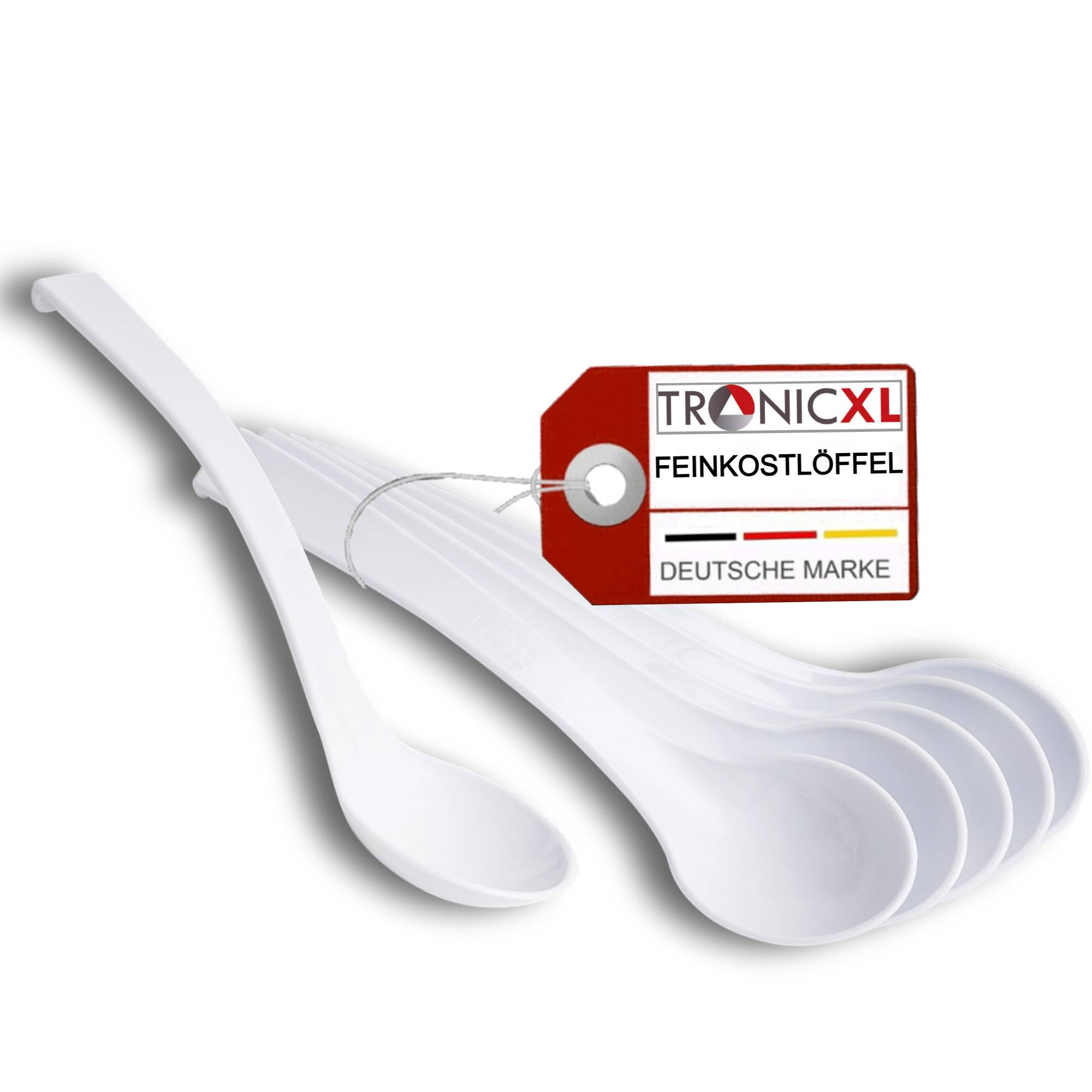 12 Stück SAN Feinkostlöffel spülmaschinenfest Löffel Feinkost Kunststofflöffel Salatlöffel weiß Küche Buffet Gastro