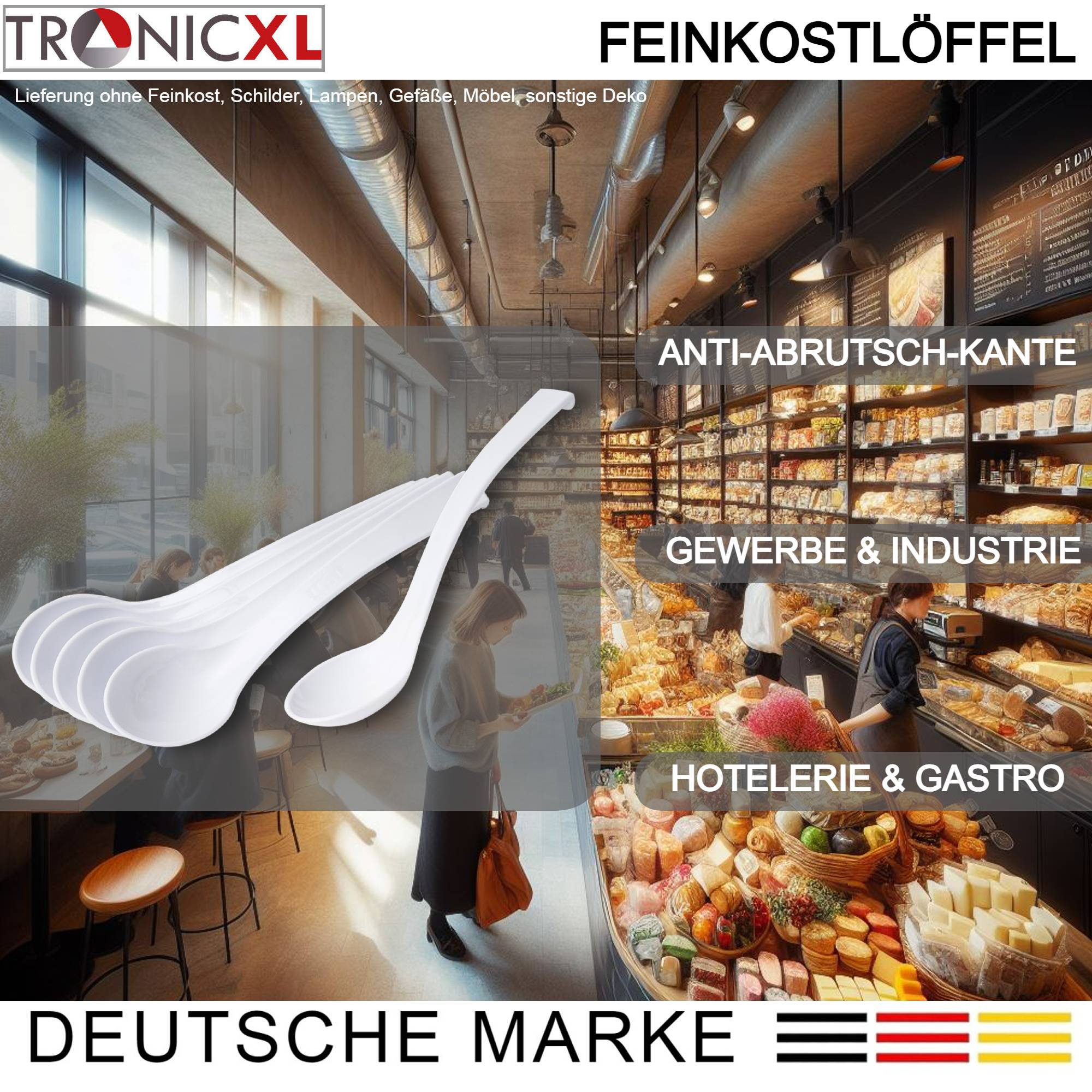 60 Stück SAN Feinkostlöffel spülmaschinenfest Löffel Feinkost Kunststofflöffel Salatlöffel weiß Küche Buffet Gastro