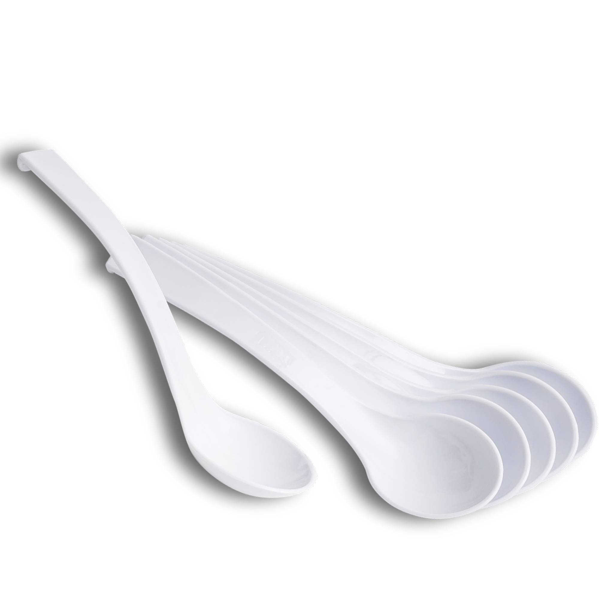 60 Stück SAN Feinkostlöffel spülmaschinenfest Löffel Feinkost Kunststofflöffel Salatlöffel weiß Küche Buffet Gastro