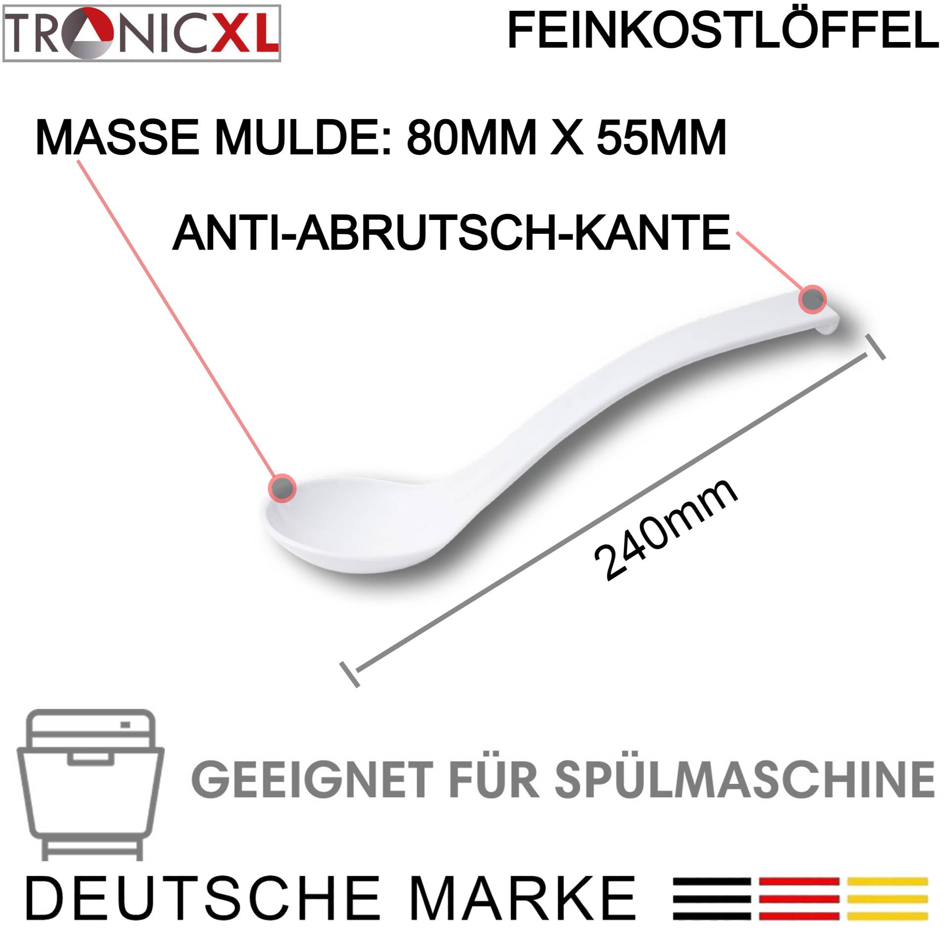 12 Stück SAN Feinkostlöffel spülmaschinenfest Löffel Feinkost Kunststofflöffel Salatlöffel weiß Küche Buffet Gastro