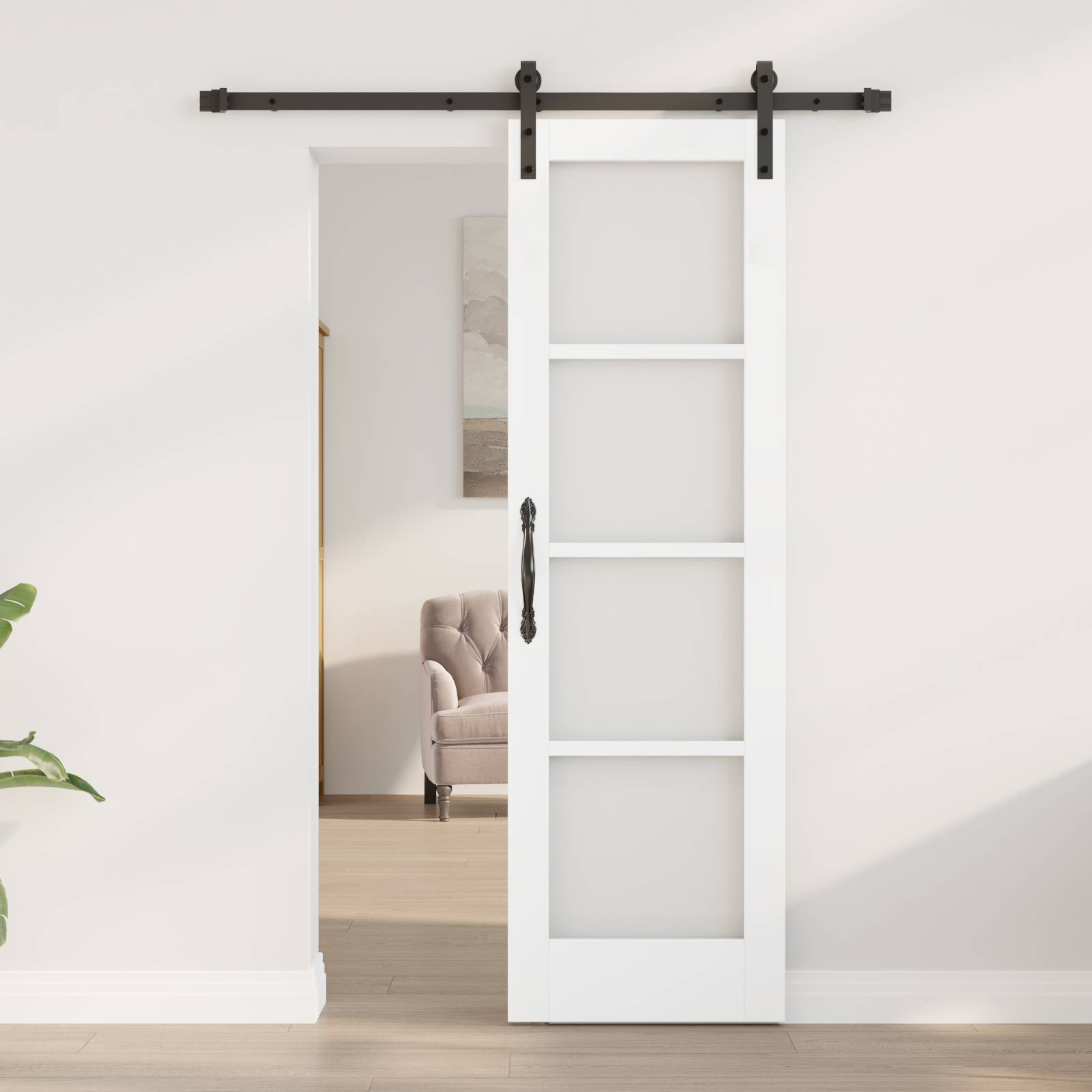 vidaXL Schiebetür mit Beschläge Set 'ORKDAL'Weiß 61x198,5 cm