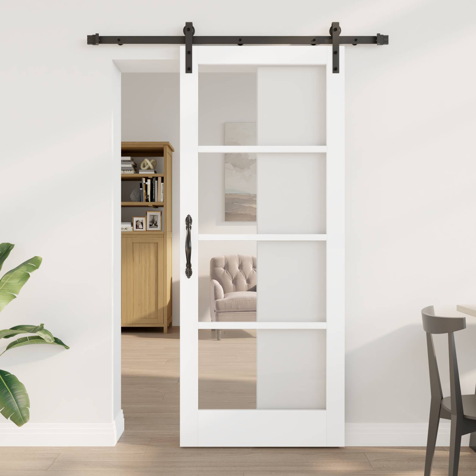 vidaXL Schiebetür mit Beschlägen 'ORKDAL'Weiß 83x202 cm