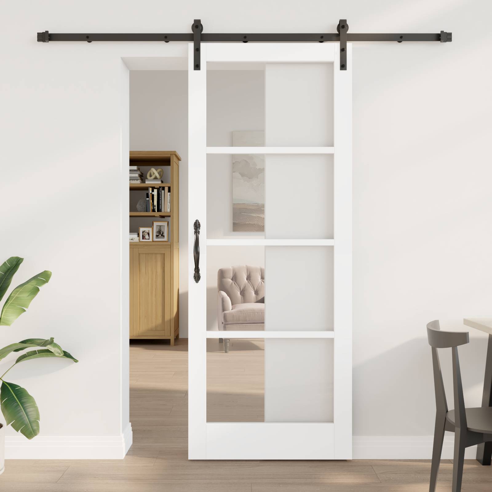 vidaXL Schiebetür mit Zubehör Set 'ORKDAL'Weiß 83x211 cm