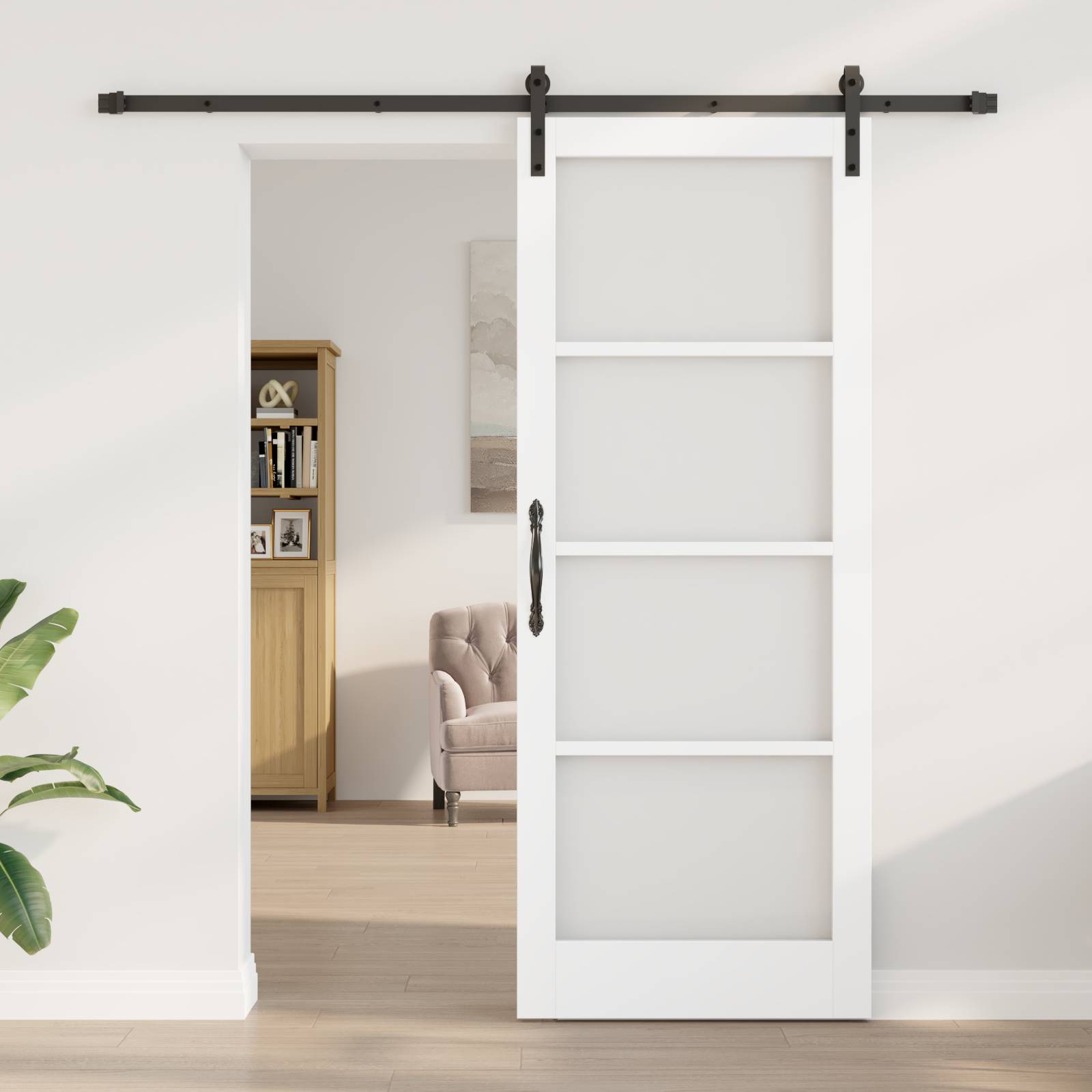 vidaXL Schiebetür mit Zubehör Set 'ORKDAL'Weiß 83x211 cm