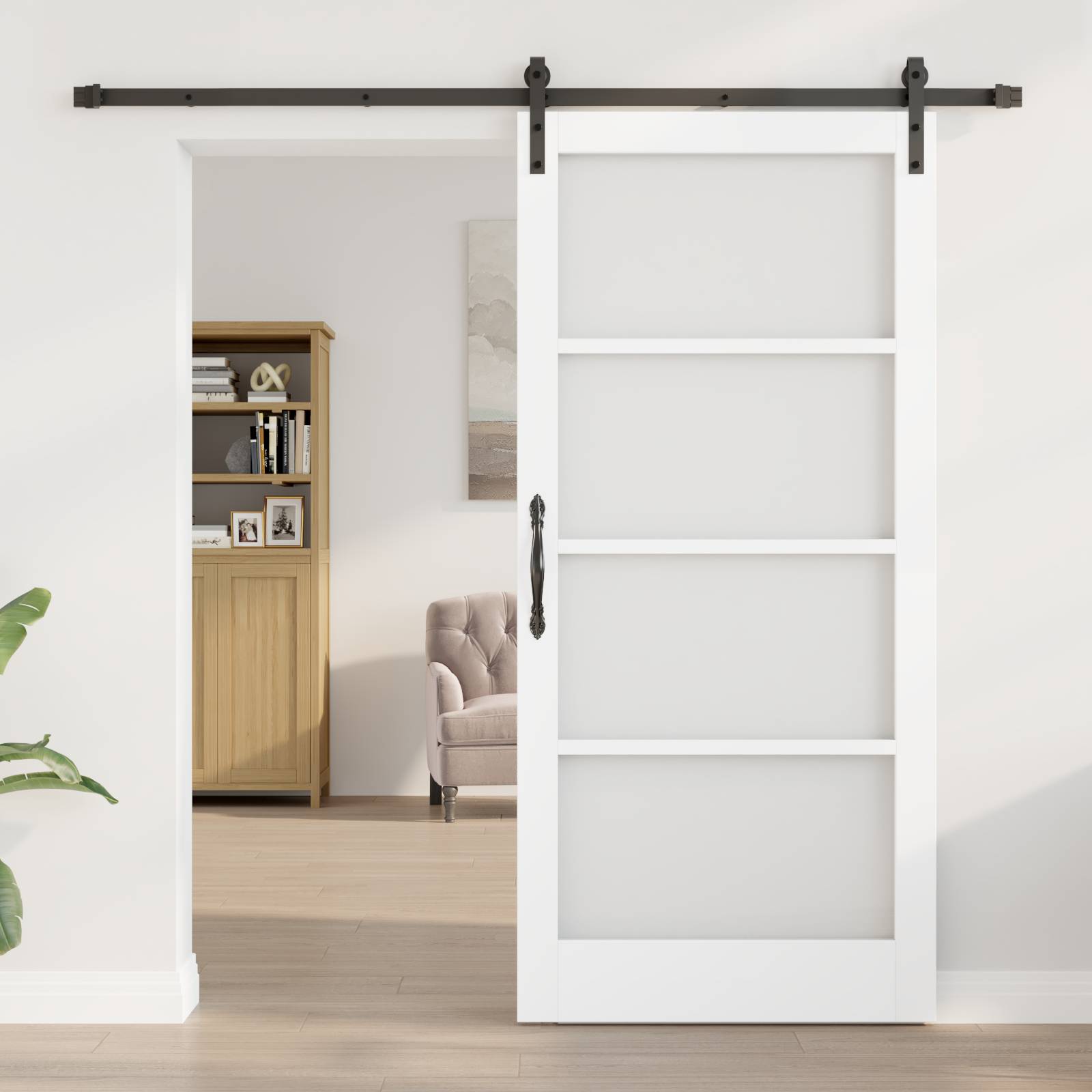 vidaXL Schiebetür mit Hardware-Set 'ORKDAL'Weiß 93x202 cm