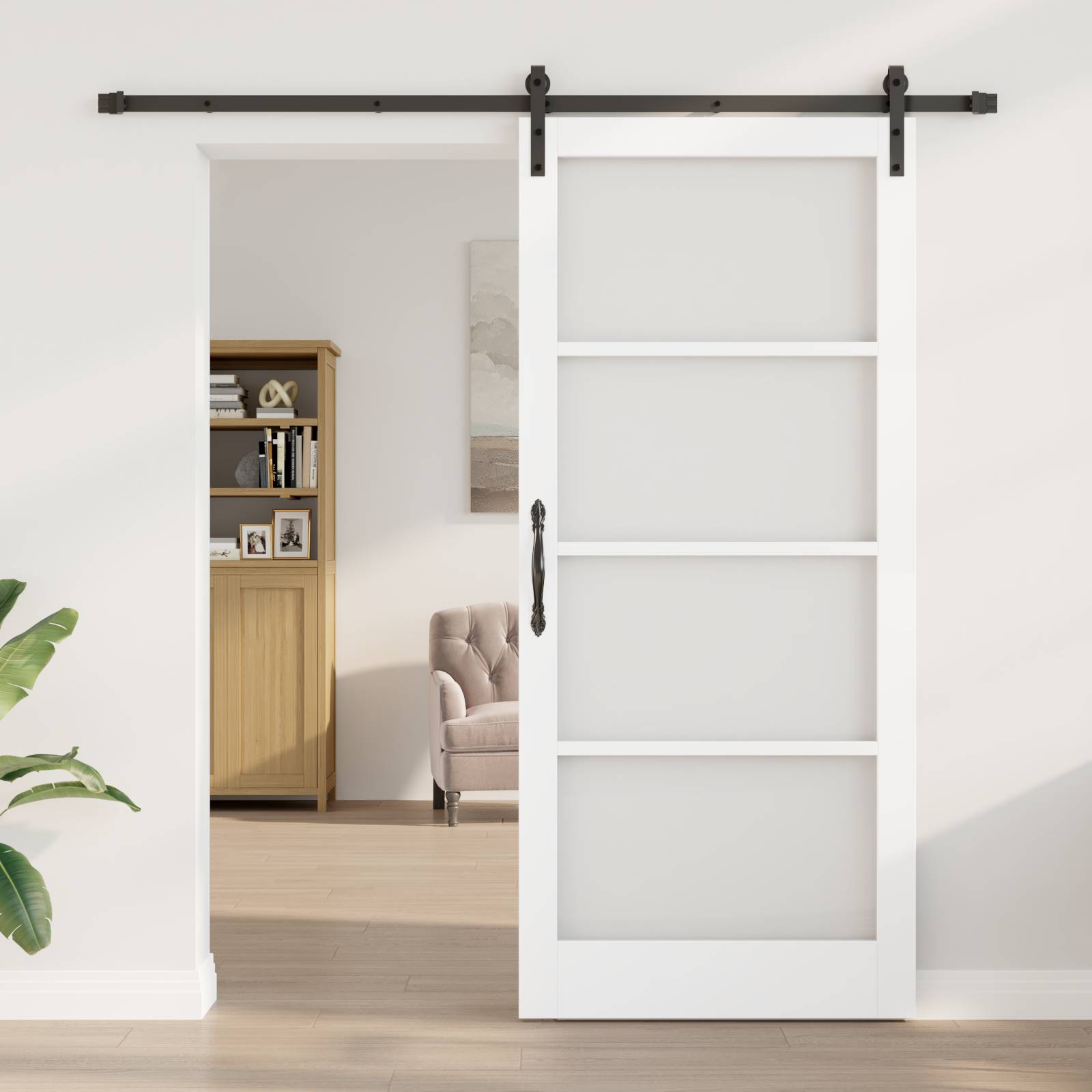 vidaXL Schiebetür mit Bausatz 'ORKDAL'Weiß 93x211 cm