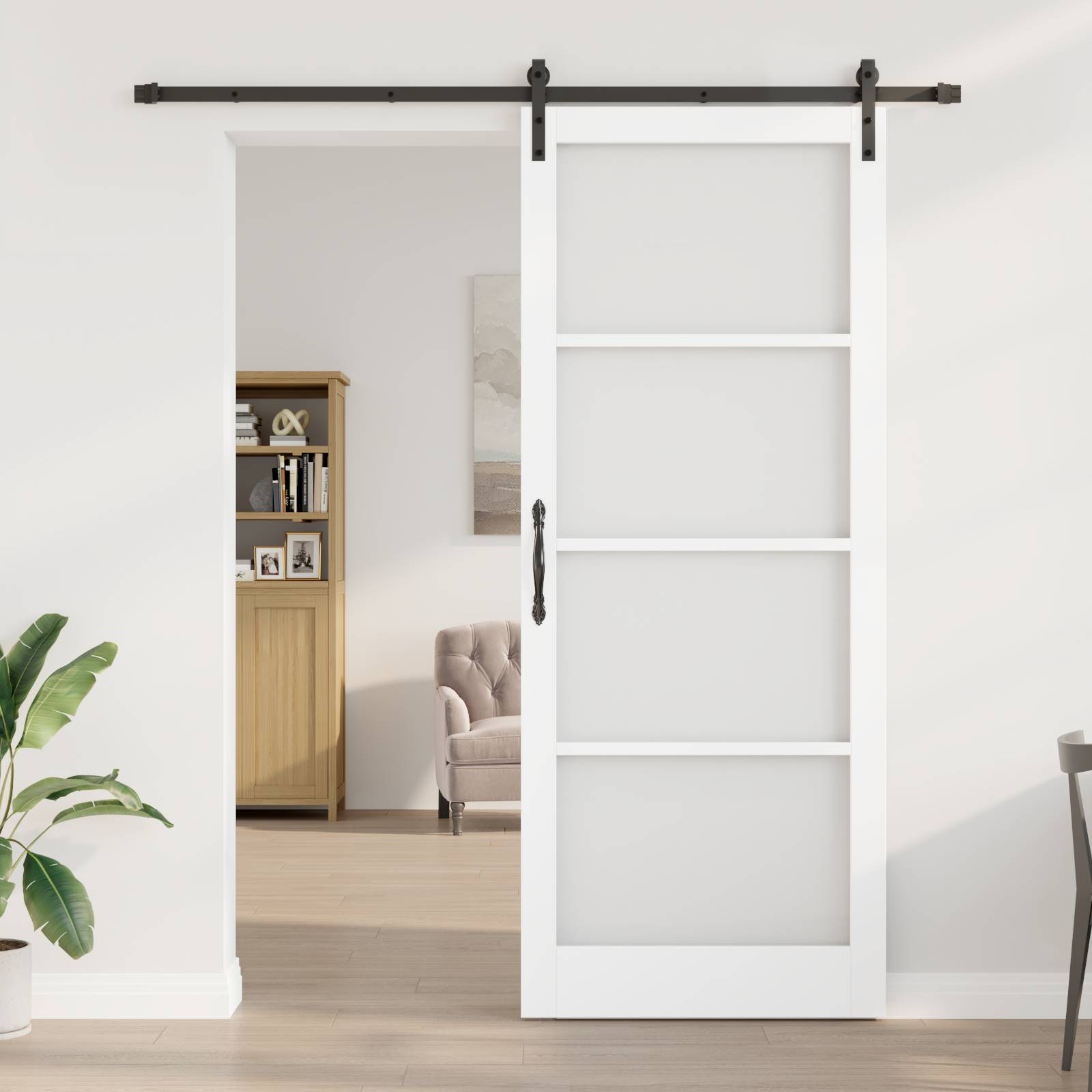 vidaXL Schiebetür mit Beschlägen 'ORKDAL'Weiß 93x232 cm